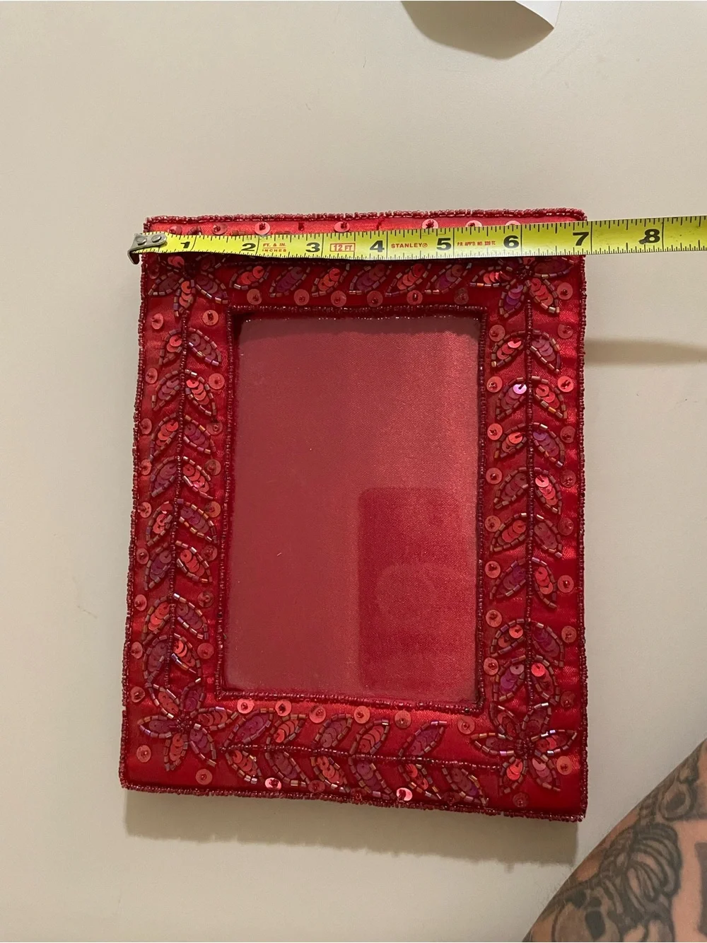 Handmade Red Sequin Embellished 4x6 Photo Frame
